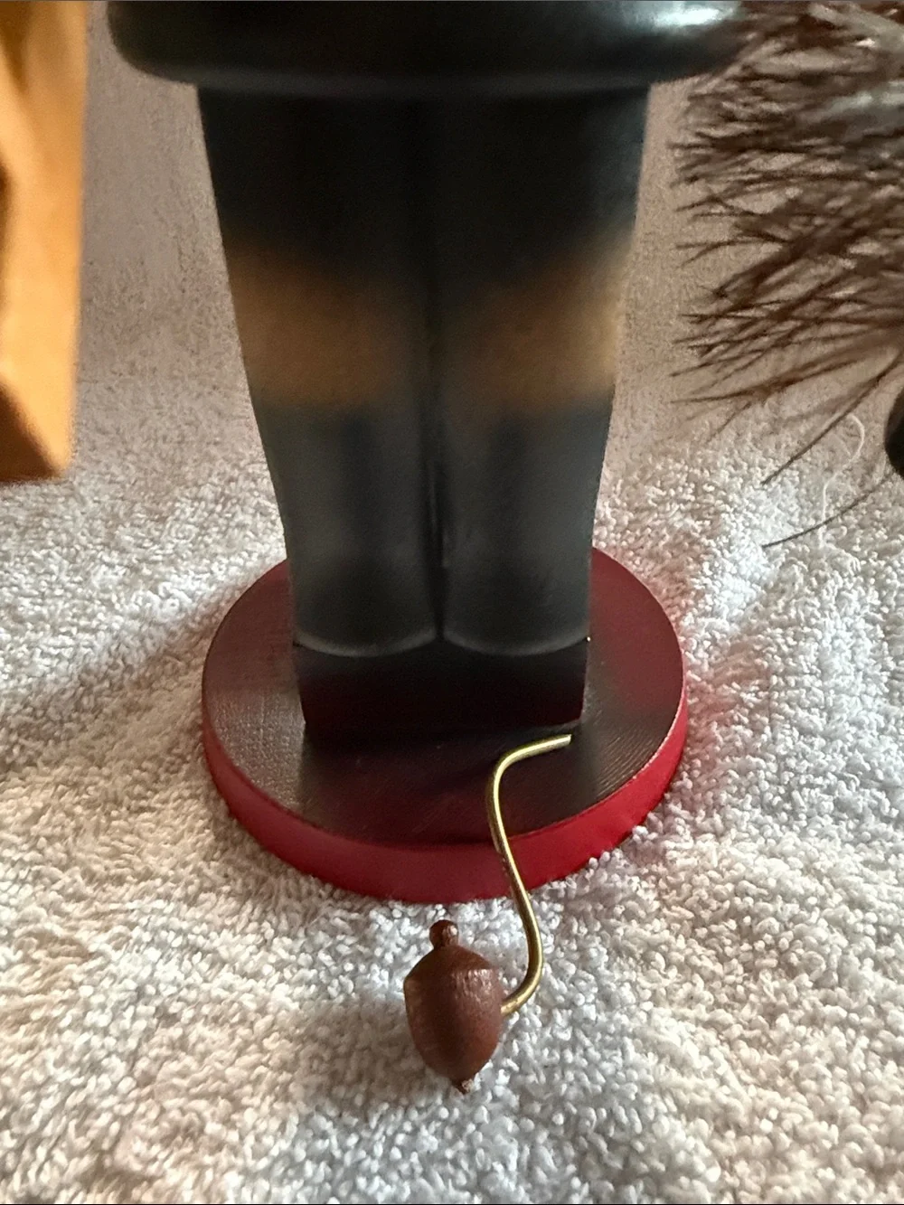 Wooden Chimney Sweep Figurine with Top Hat and Red Base